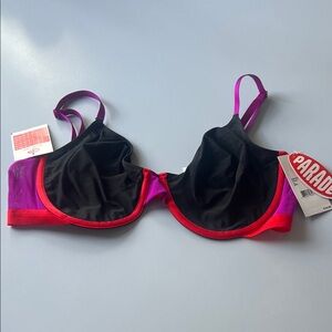 Women’s Parade Black and Purple Underwired Bra Size Large NWT